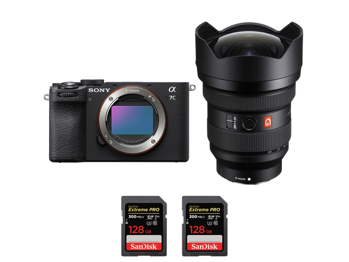 Sony A7c Ii Negro + Fe 12-24mm F/2.8 Gm + 2 Sandisk 128gb Uhs-ii 300mb/s - Cámara Fotográfica Híbrida + Ebook “20 Consejos Para Fotos Que Impactan”
