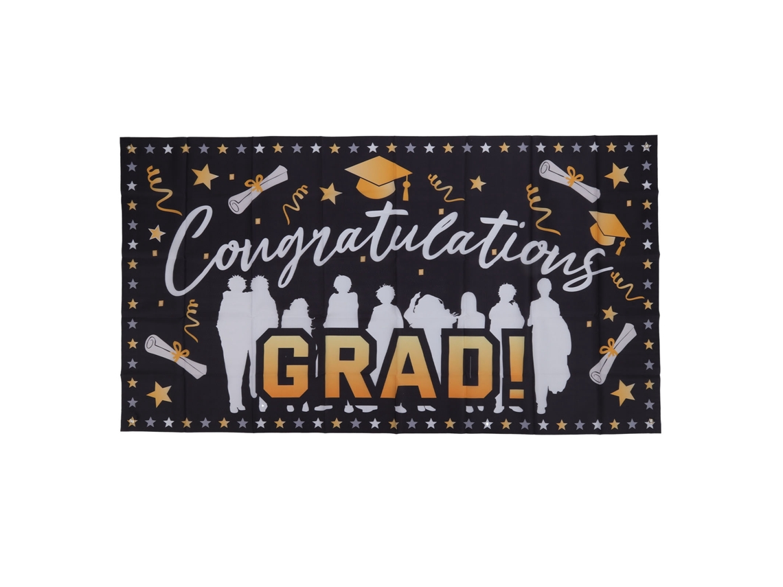 HYMNORA Banderola de Graduación 71x38 Pulgadas, Tejido de Poliéster Duradero, Sin Decoloración, 4 Ojales, Fácil Instalación, Felicitaciones Graduado