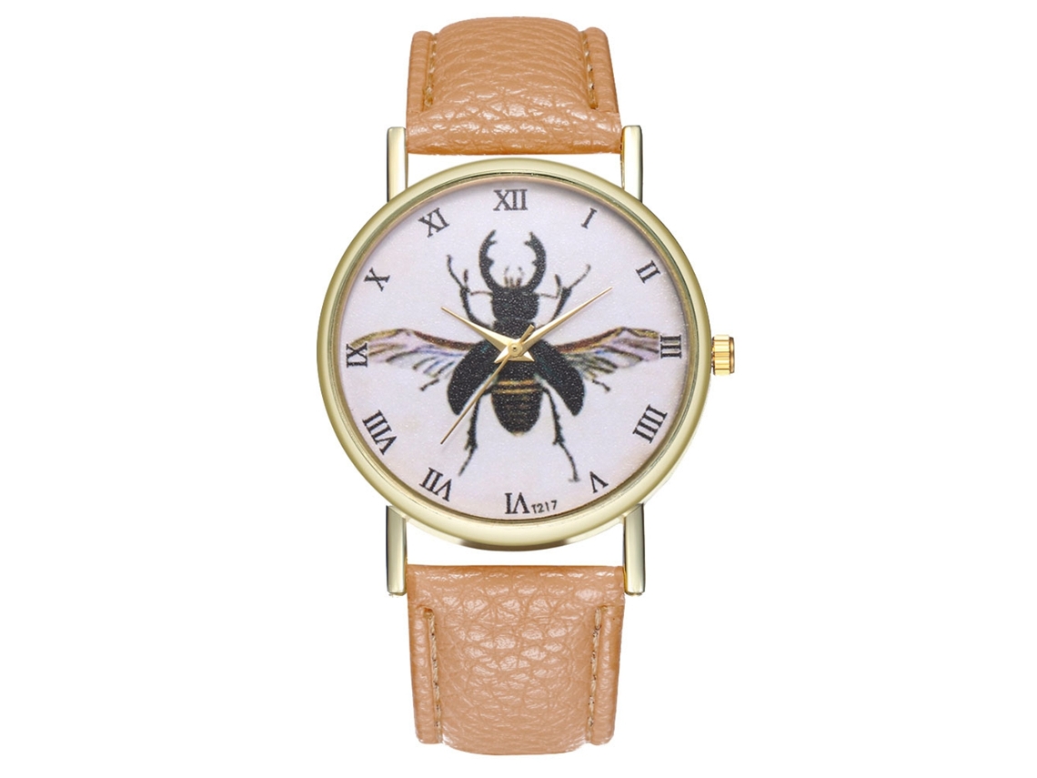 Reloj De Pulsera Analógico Para Pareja Con Correa De Pu, Movimiento De Cuarzo De Moda (beige)