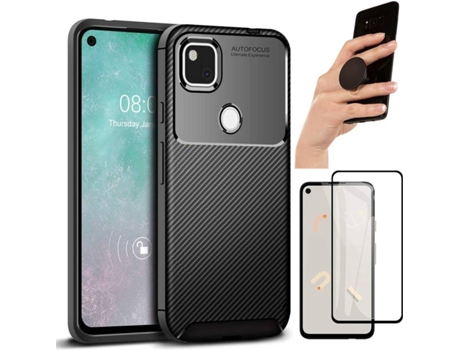 Carcasa, Protector y Popsocket Motorola Moto G8 Power Lite Rugged Carbon Negro
