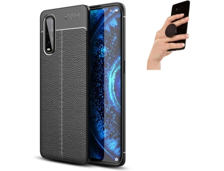 Carcasa y Popsocket Oppo find X2 Rugged Leather Negro
