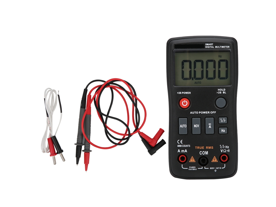 Multímetro Digital Inteligente Zta2 True Rms, Voltímetro Ca/cc, 4000 Cuentas Con Termopar Y Cables De Prueba.