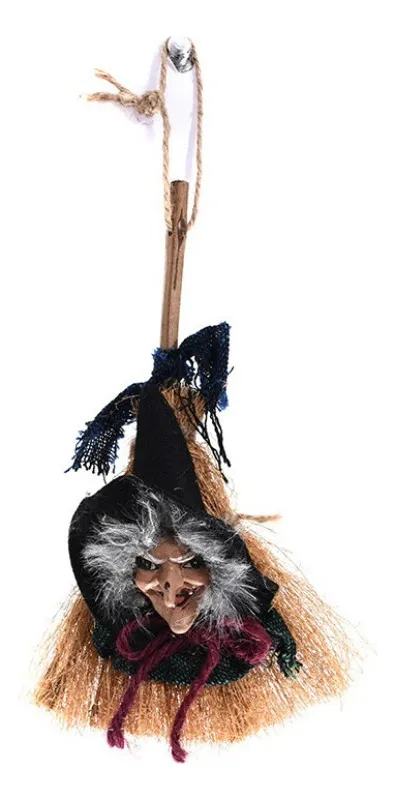 Colgante de escoba de bruja de Halloween (3 piezas) vayotoy
