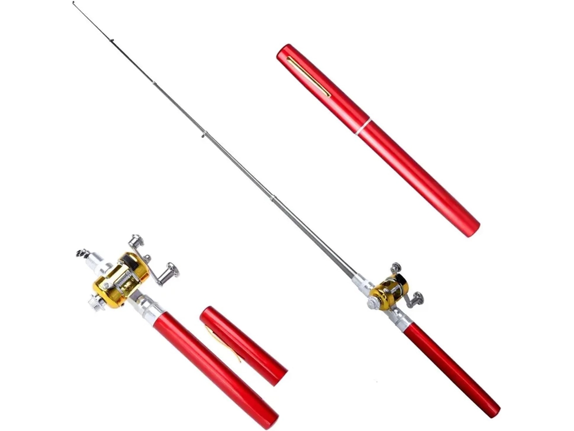 Mini Caña De Pescar Plegable Bolsillo, Telescópica, Portátil, Con Forma Bolígrafo, Carrete, Para Pesca Al A...