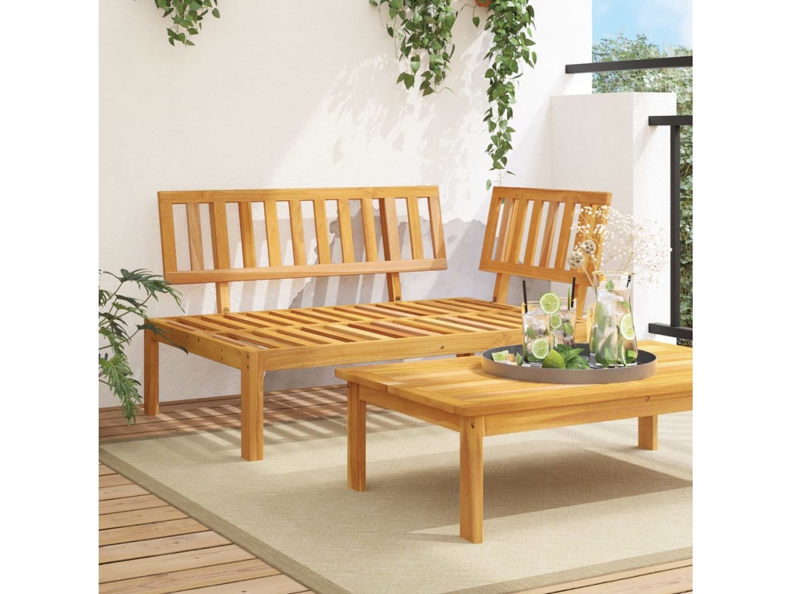 Sofá esquinero de palets para jardín de madera maciza de acacia Dkd Home Decor