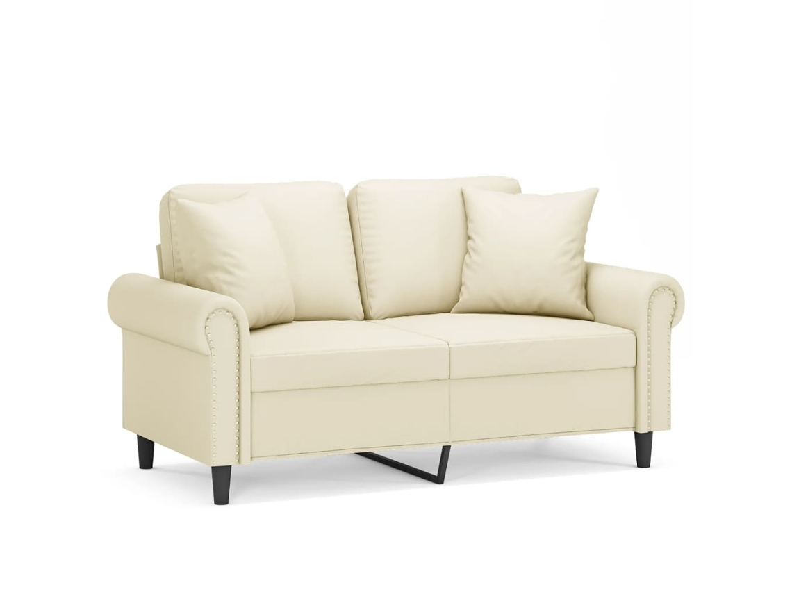 Maison Exclusive - Sofá De 2 Plazas Con Cojines Cuero Sintético Color Crema 120 Cm