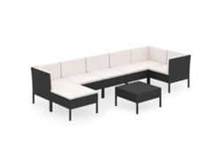 Maison Exclusive - Set De Muebles De Jardín 8 Pzas Y Cojines Ratán Sintético Negro