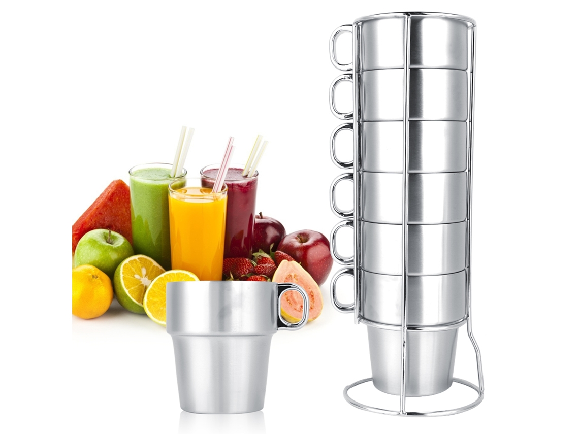 Vasos de Acero Inoxidable, Para Agua, Cerveza, Café, con Asa KOFIHETY