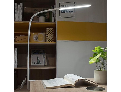 Lámpara de escritorio de brazo largo con clip, lámpara de escritorio LED, lámpara de gas USB, lámpara LED para dormitorio, 5 niveles de brillo, col...