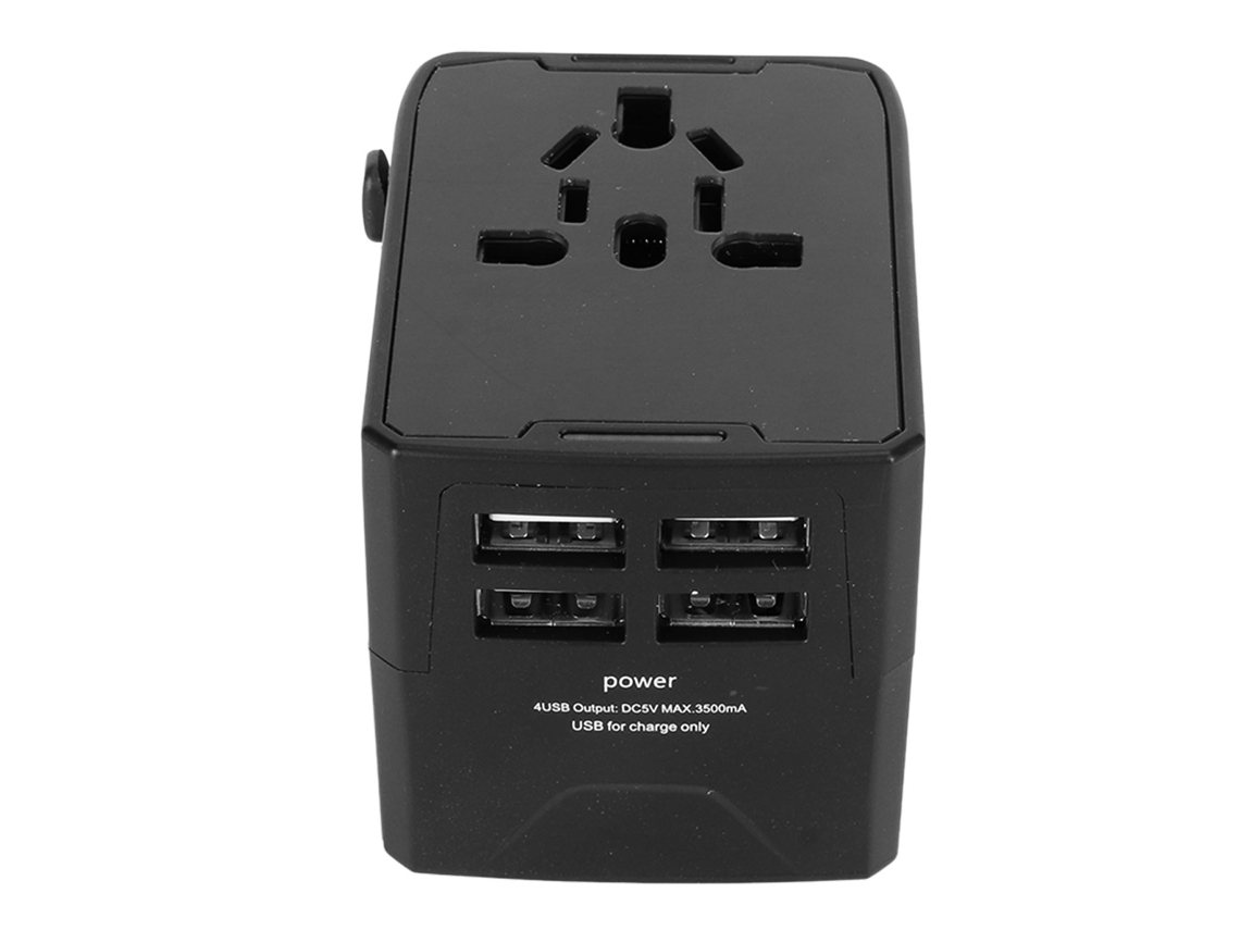 Adaptador de viaje universal con 4 puertos USB y 1 cargador de pared portátil internacional de CA
