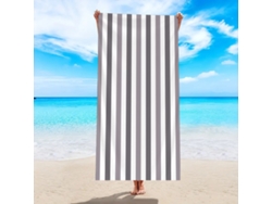 Toalla de playa de microfibra a rayas Yuysan, de alta absorción y secado rápido, 150 x 75 cm, modelo St755, color gris.