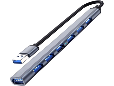 Eje Usb 3.0 Con 7 Puertos, Extensor De Aluminio Del Divisor Usb Del Eje Usb 3.0 Para El Ordenador Portátil, Pc, Macbook VENISYMLIS