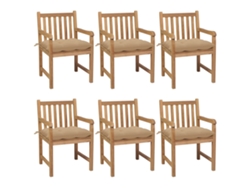 Sillas de jardín DKD Home Decor de 6 piezas con cojines beige