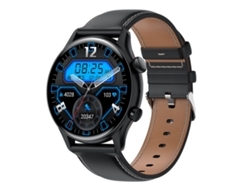 Smartwatch con pantalla AMOLED de 1,36 pulgadas, correa de piel, función NFC y monitorización de oxígeno en sangre. (negro)