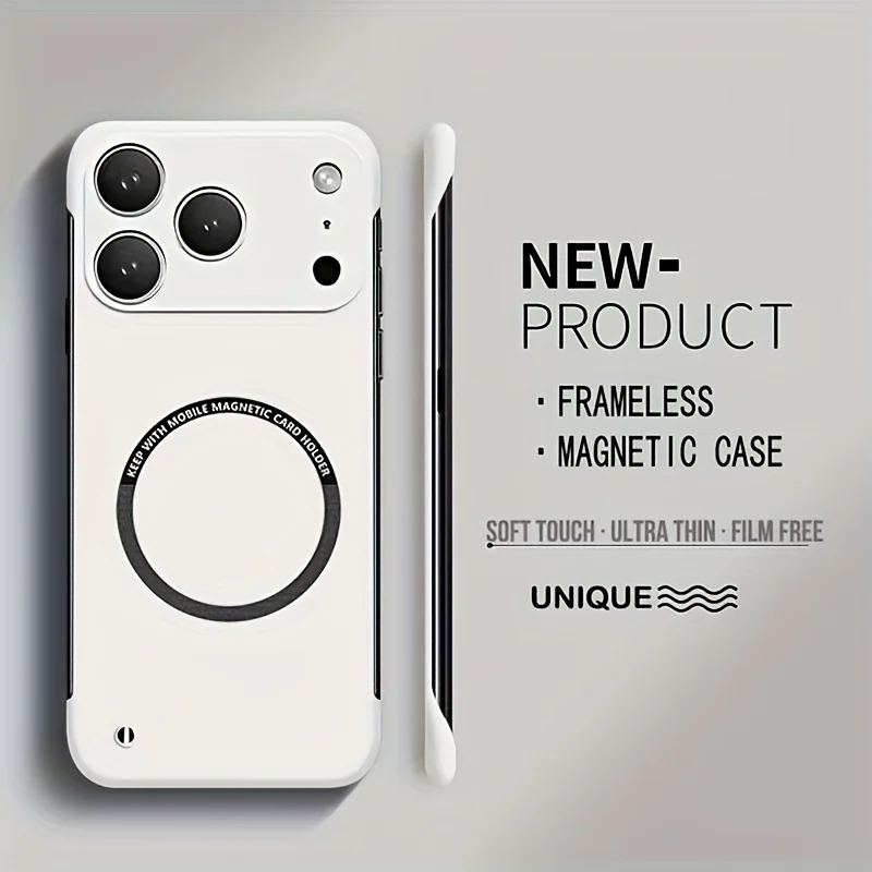 (iphone 16e Marrón Claro) Funda Magnética Sin Marco, Compatible Con Magsafe, Cubierta Trasera Mate.