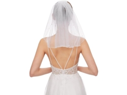 Velo De Novia Corto Con Pedrería Y Tul, 40 Cm, Para Despedidas De Soltera Y Bodas.