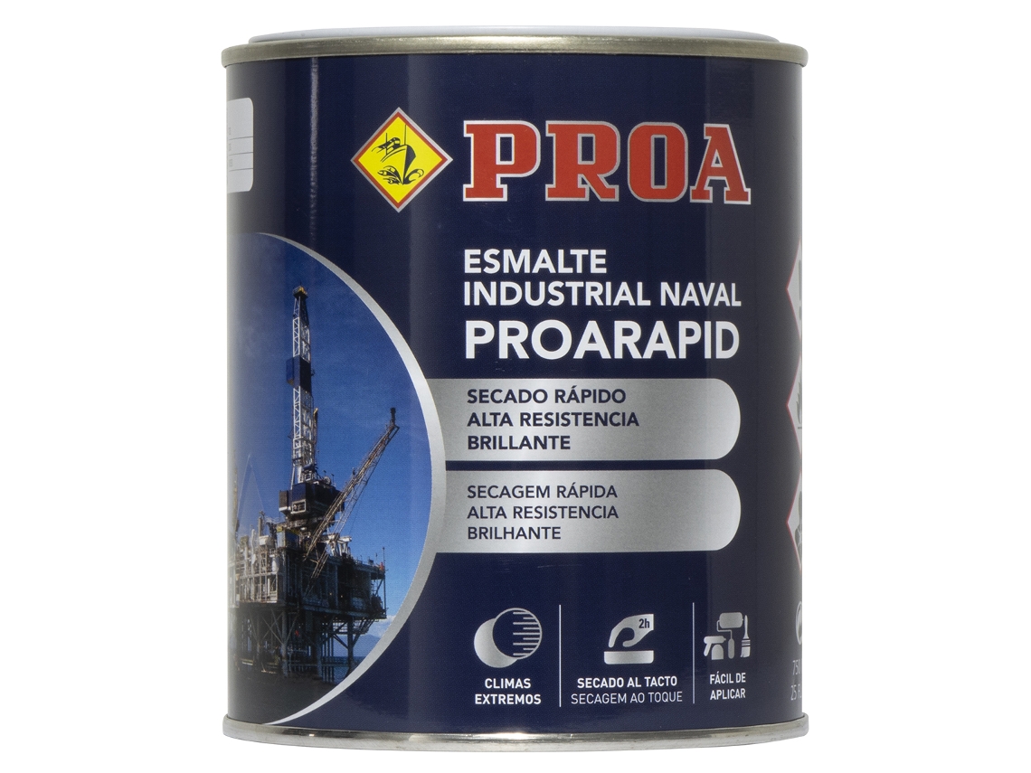 ESMALTE NAVAL E INDUSTRIAL PROARAPID BRILLANTE Gris Perla 0,75L Esmalte de secado rápido y gran dureza PROA