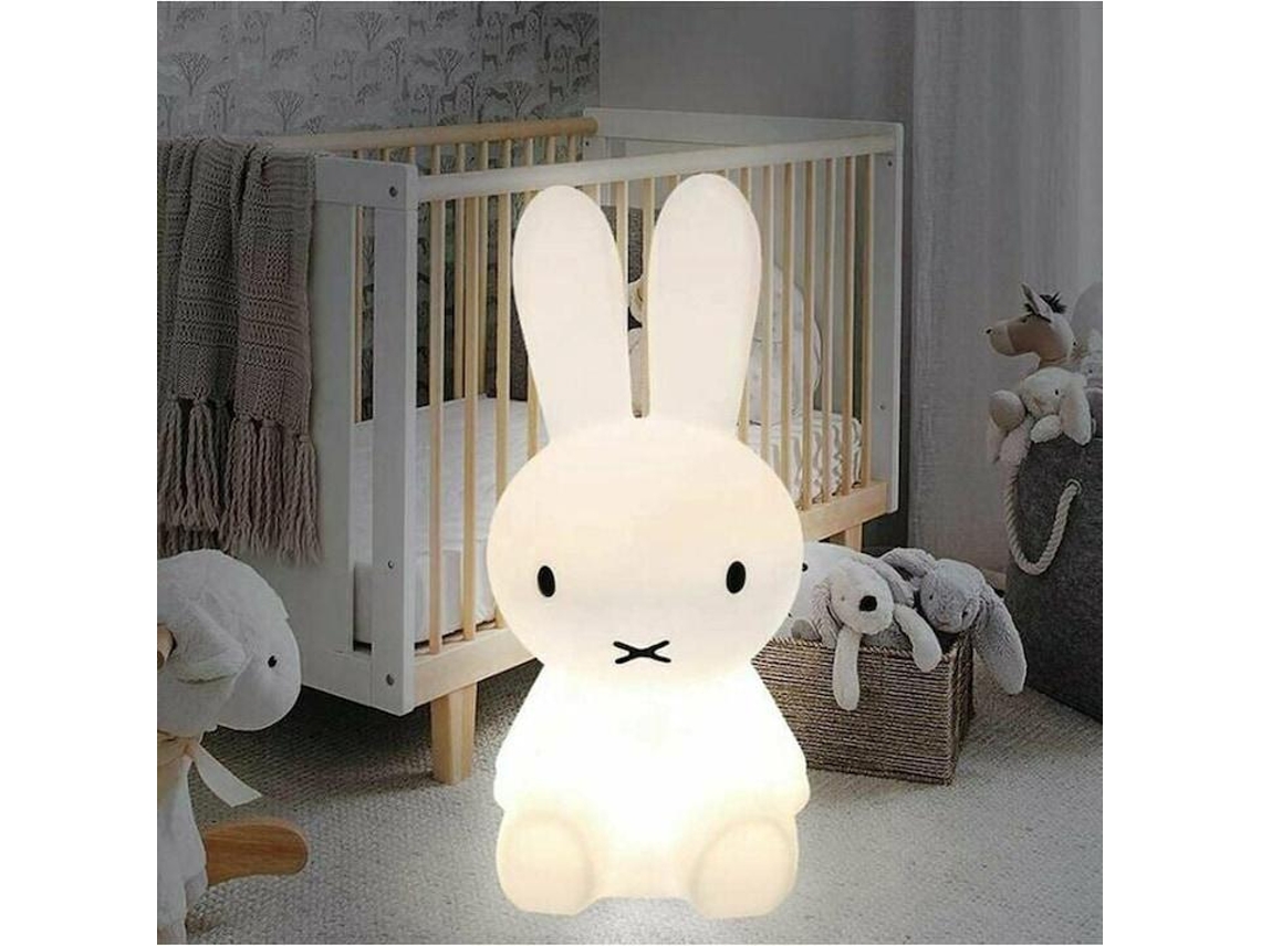 Luz de noche Miffy, silicona, blanca, 28 cm, con mando a distancia, recargable