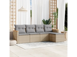 Conjunto de sofá de jardín de 5 piezas con cojines en mimbre beige mixto DKD Home Decor