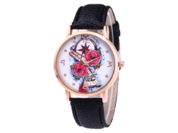 Reloj Casual De Cuarzo Para Estudiantes Con Correa De Cuero Pu Negro
