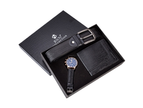 Reloj de pulso analógico de cuarzo para hombres, billetera, cinturón, colocado en caso de USIFUL