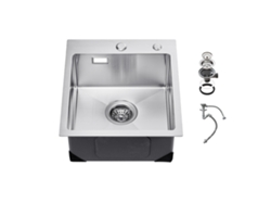 Fregadero de cocina Succebuy, un seno, barra de acero inoxidable, 400 x 450 x 190 mm