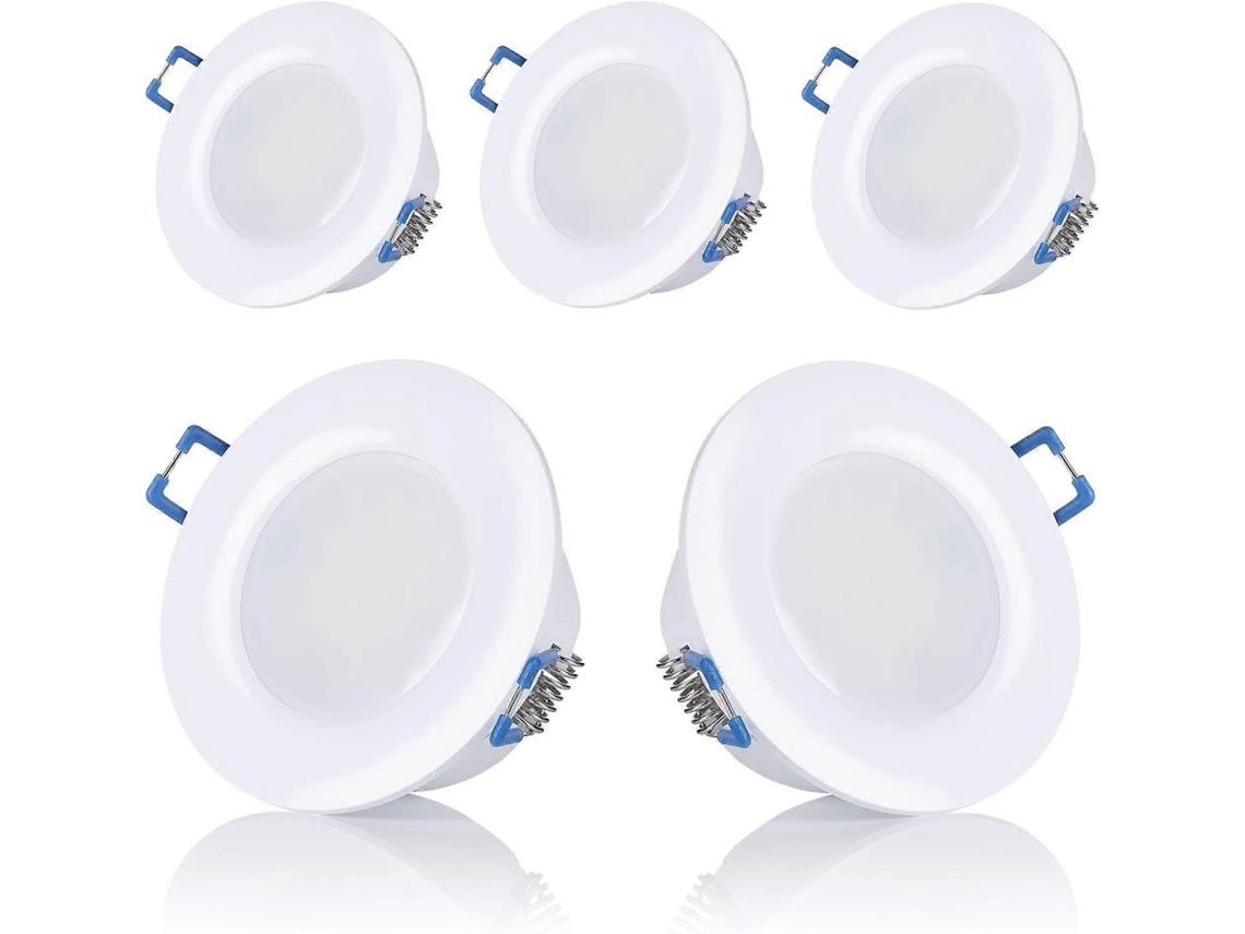 Omni-conjunto De 5 Focos Empotrables Led Para Baño, Ip44, 230v, Ultraplanos, 5w, Blanco, 3000k/6500k, Redondos, No Regulables
