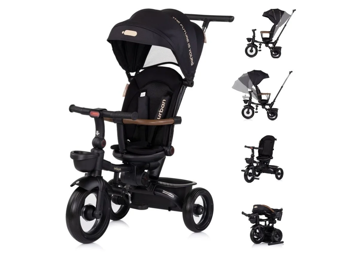 Triciclo Plegable Con Asiento Giratorio Y Capota Urban De Chipolino - Blackberry