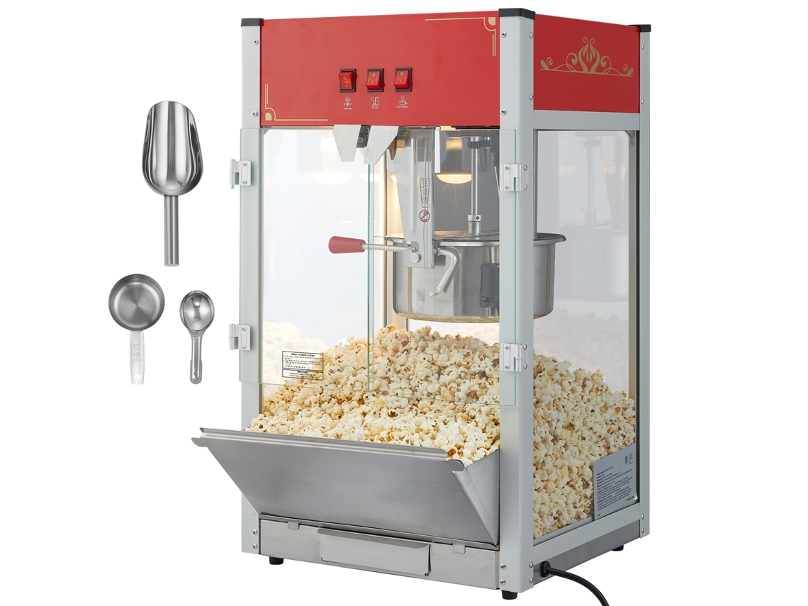 Máquina para hacer palomitas de maíz de encimera Succebuy, 1440 W, 355 ml, 80 tazas, color rojo