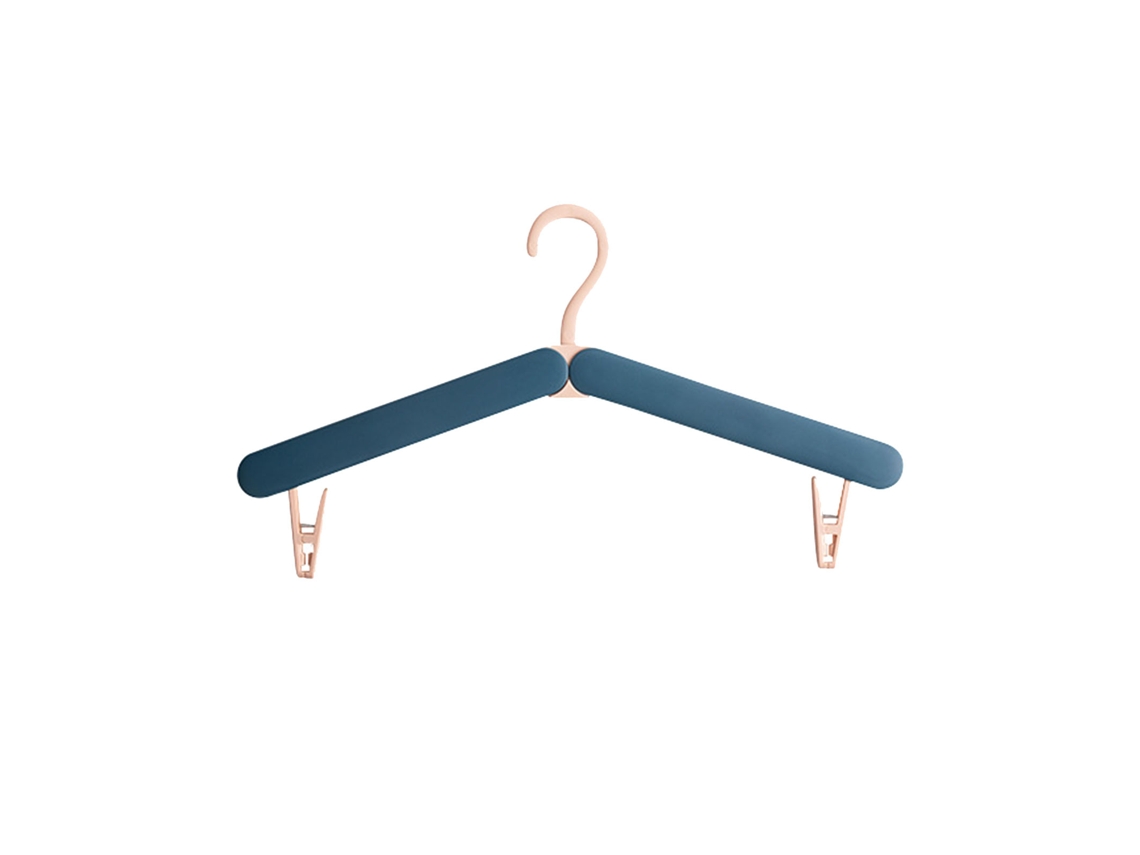 Percha plegable con pinzas, portátil, azul, para ropa