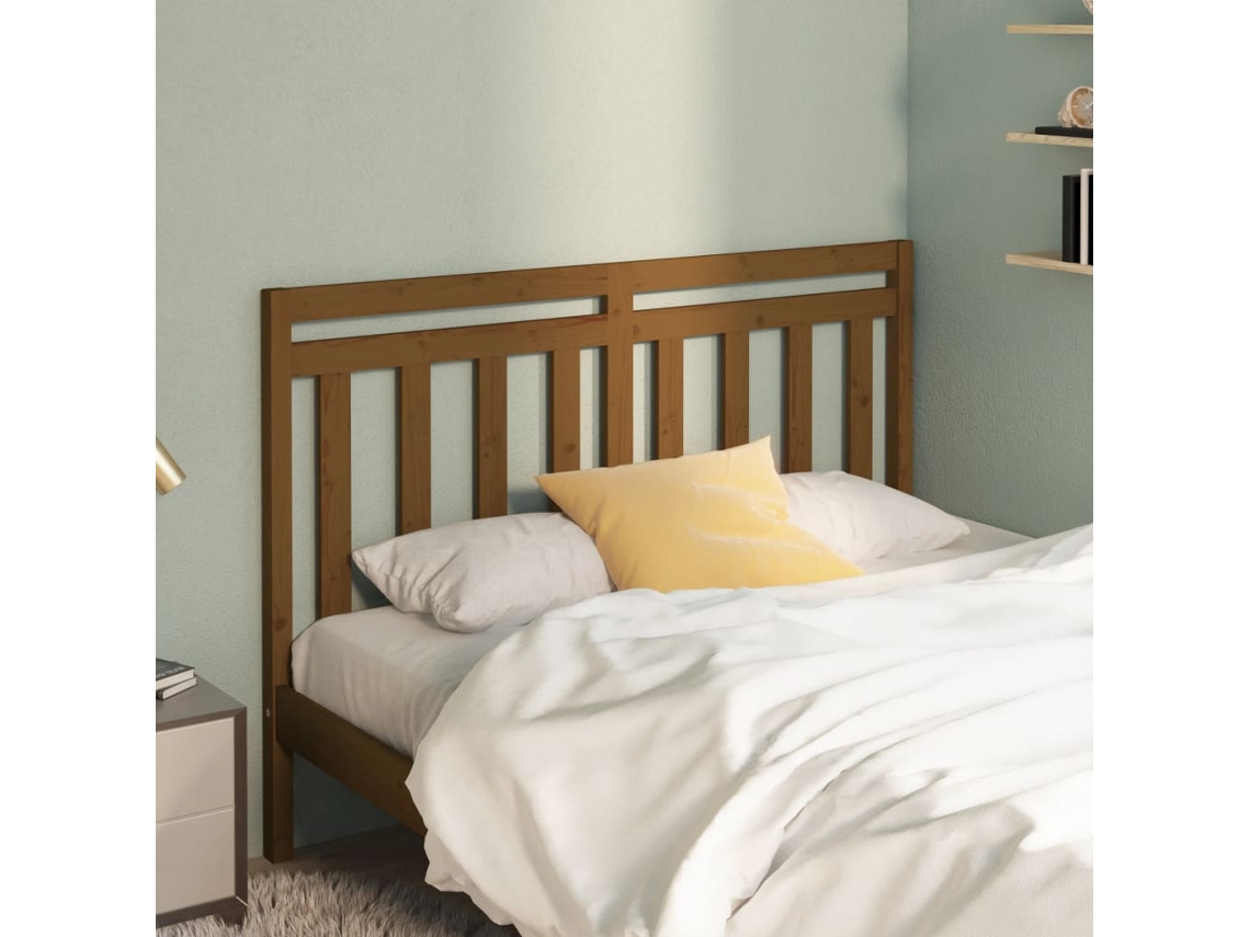 Cabecero De Cama Madera Maciza De Pino Marrón Miel 141x4x100 Cm