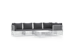 Conjunto 6 de muebles de jardín VIDAXL con cojines acero blanco