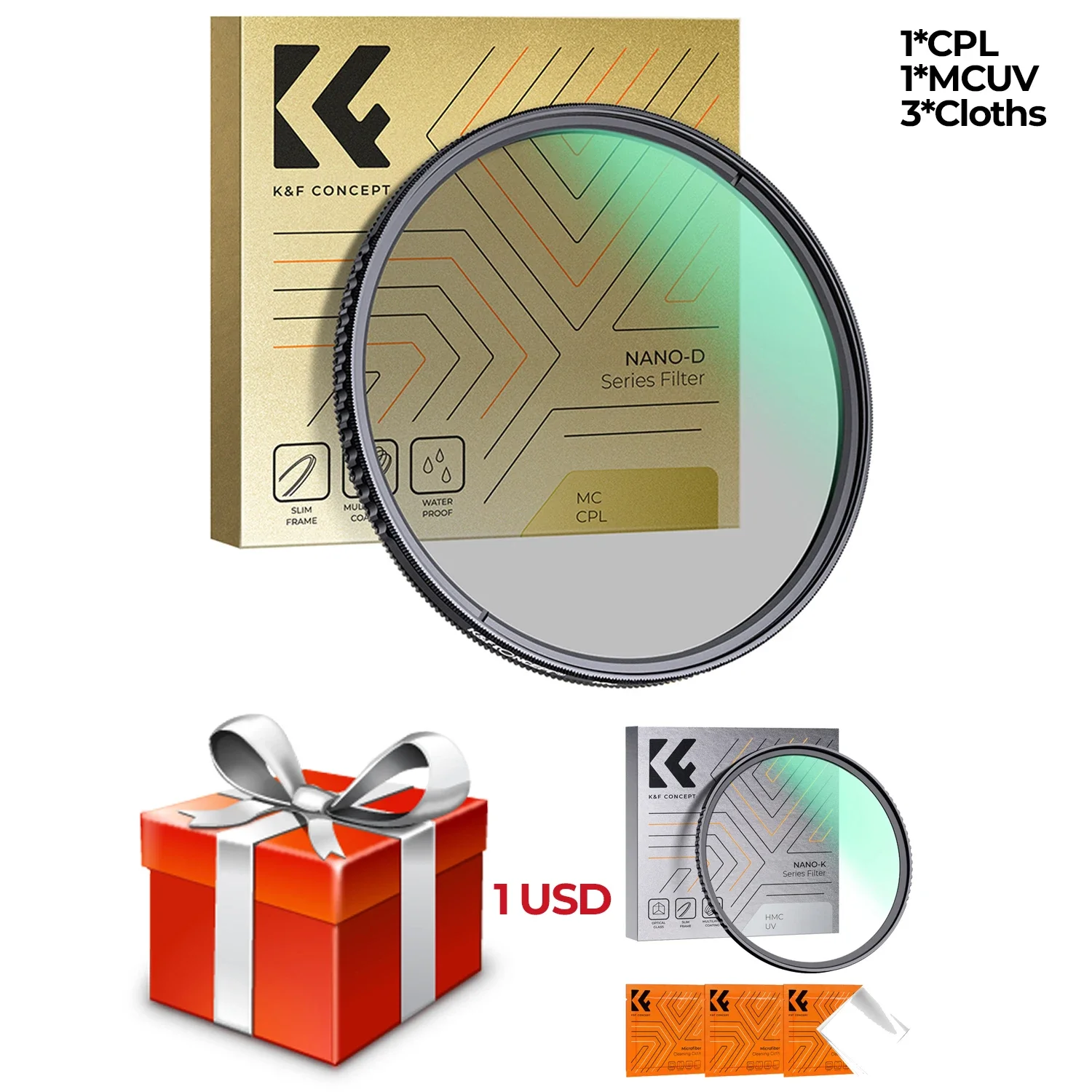 Kit de filtros CPL+MCUV HD de 62 mm, polarizador circular con lente multicapa para cámara