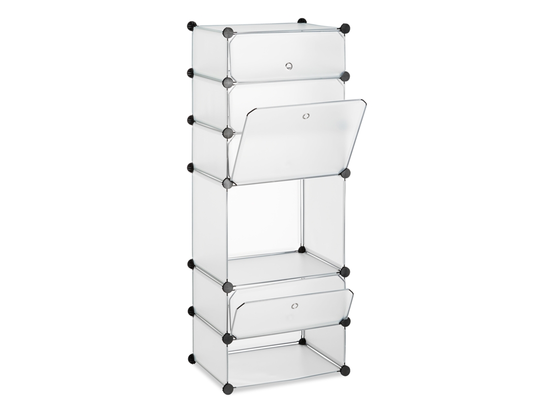 Relaxdays Zapatero Estrecho Modular Con 6 Compartimentos, Plástico, Transparente, 126 X 49 X 36.5 Cm