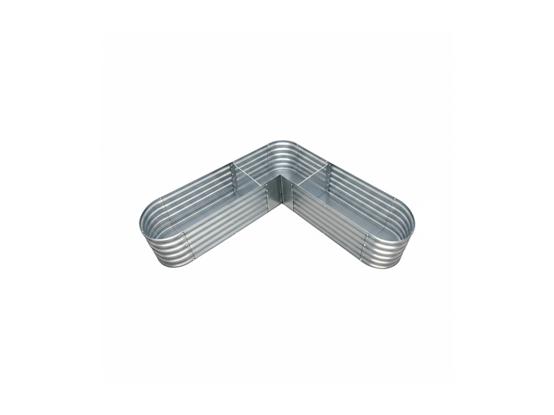 Relaxdays Huerto Elevado En L, Metal Galvanizado, 43 X 213 X 213 Cm, Para Verduras, Hierbas Y Flores, Plateado