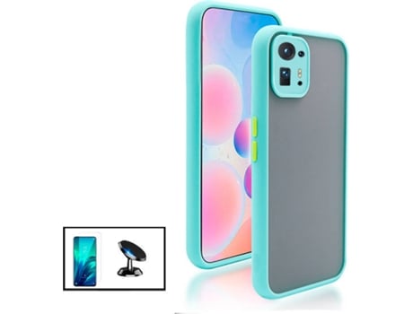 Kit Funda Anti-Choque Cámara Protection, Protector 5D Full Cover y Soporte Magnético de Coche Xiaomi Mix 4 PHONECARE Azul Claro