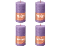 Bolsius Velas rústicas Shine 4 unidades violeta vibrante 130x68 mm