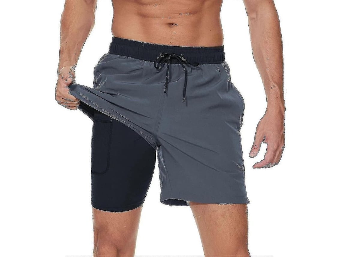 2026-pantalones Cortos De Baño Para Hombre Con Forro De Compresión Quick Dry Y Bolsillos Con Cremallera