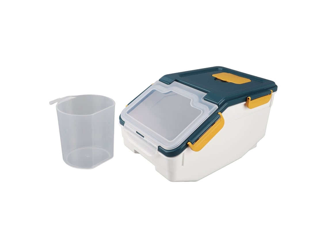 Cubo Multifuncional Sellado Para Arroz, Color Azul Lago Intenso, 10 Kg (22 Lb), Para Granos Y Alimentos Secos.