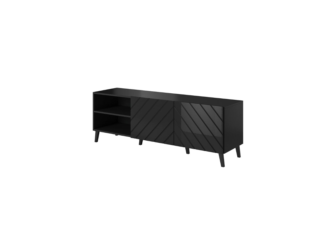 Mueble de TV CAMA MEBLE ABETO RTV150 CZ Negro Plástico Madera MDF 150x52x42 cm