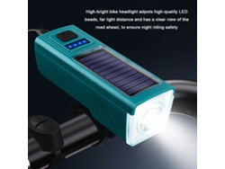 Luz De Bicicleta Led Solar Com Farol Dianteiro, 4 Modos De Luz, Buzina 130db E Power Bank, À Prova De Água