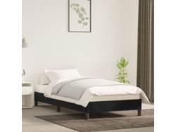 Cama con Plataforma de Terciopelo Negro (90x190 cm)