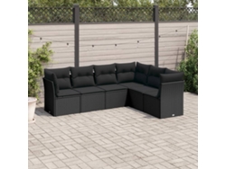 Conjunto de sofás de jardín de 6 piezas DKD Home Decor con cojines de mimbre negros