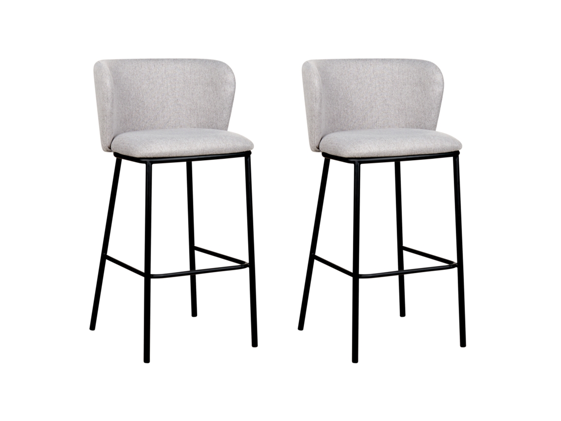 Conjunto de 2 cadeiras de bar BELIANI Mina de Poliéster Cinzento 52x46x98