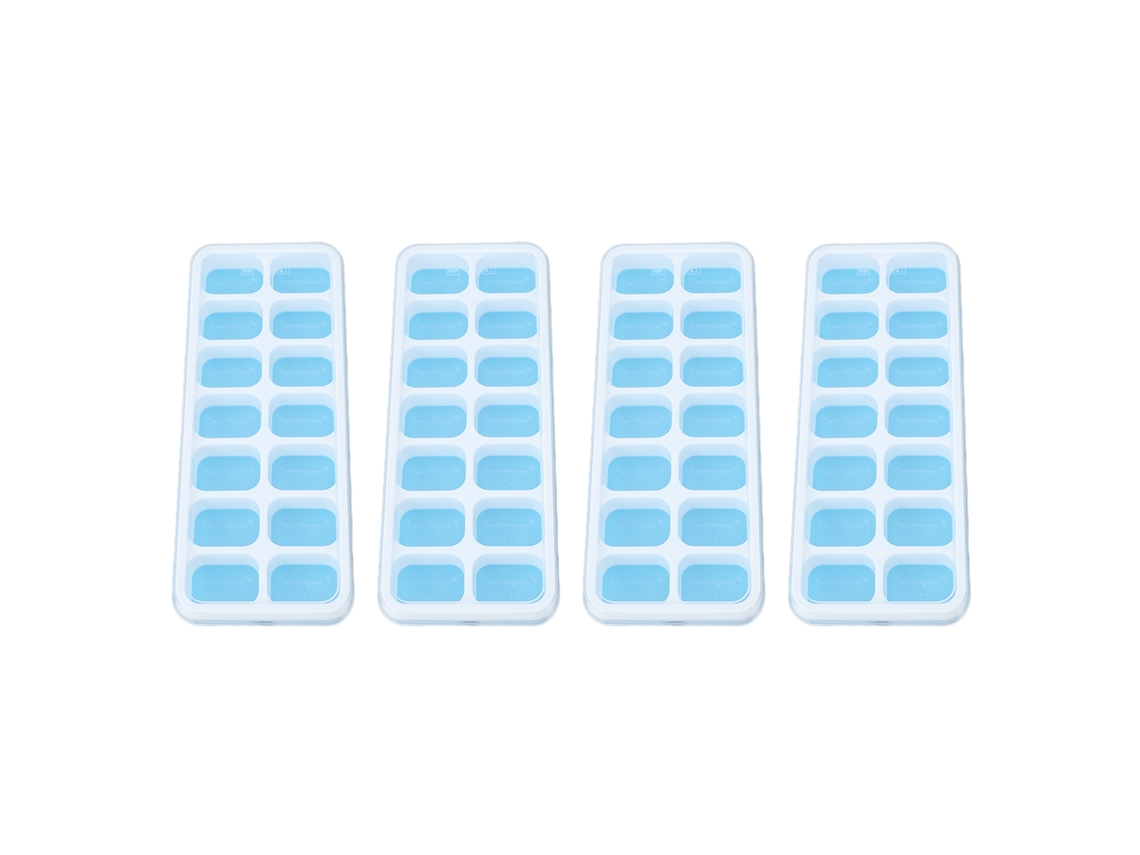 4pcs Moldes De Cubitos De Hielo Con Tapa Desmontable Caja De Almacenamiento Para Complementos Infantiles Azul