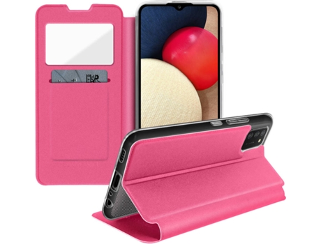 Carcasa Samsung Galaxy A02s AVIZAR Tarjetero Soporte Video Rosa