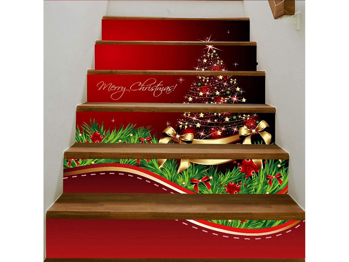 Adhesivo navideño para escaleras, decorativo 3D, resistente al agua.