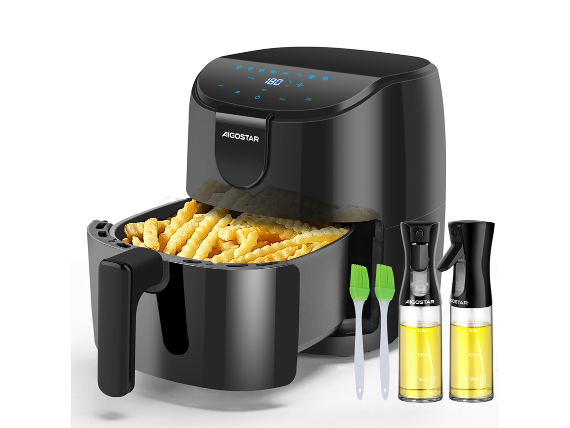 Freidora sin aceite con 2 pulverizadores de aceite de cristal Aigostar Hayden A (1500 W, 4 L) (200 ml)