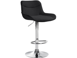 Taburete giratorio X1, forma ergonómica, costuras decorativas en tela negra, estructura metálica cromada 10_0005914
