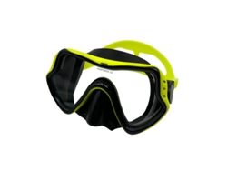Máscara de buceo impermeable antivaho, equipo de snorkel profesional, color negro y amarillo.
